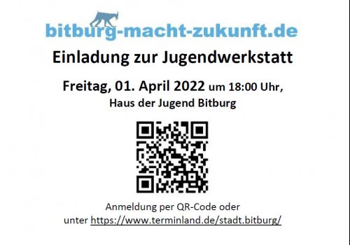 Einladung zur Jugendwerkstatt Freitag, 01. April 2022 um 18:00 Uhr, Haus der Jugend Bitburg
